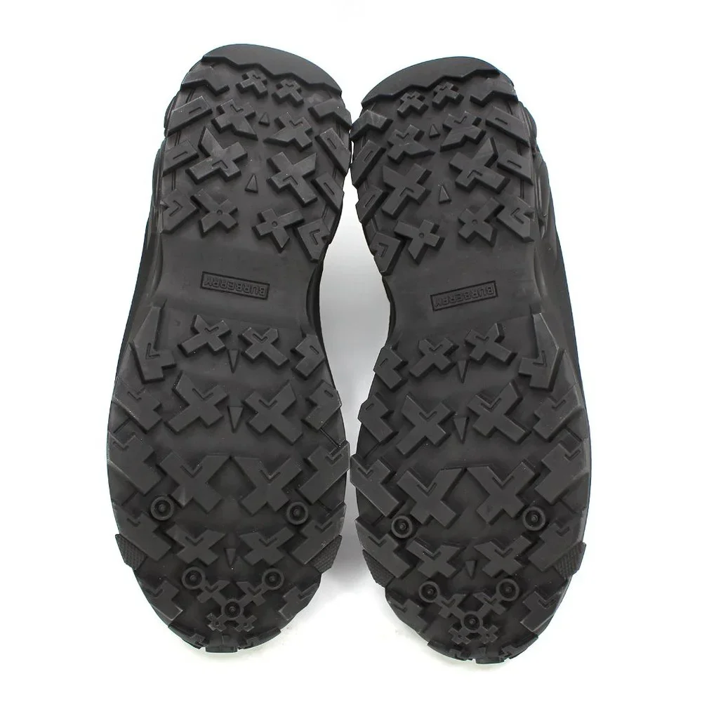 Burberry Arthur Chain Detail Sneakers Low Top Chunky Black Silver 41 Shoes New - Picture 7 of 8